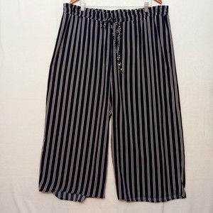 Femme by Tresics blue w/ white stripes palazzo trouser with tie front in size 3x